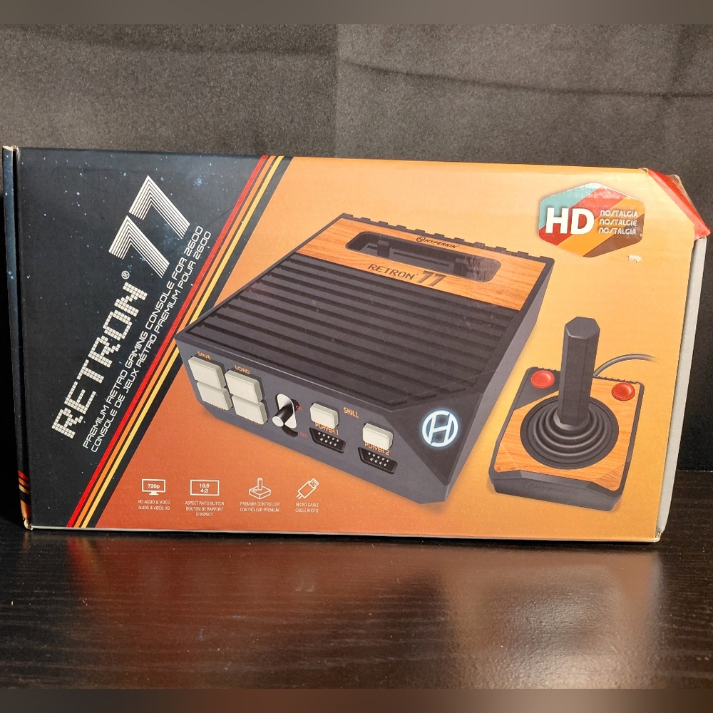 Retron 77 Hyperkin Console For Atari 2600 With 2 Games. 1981 Pacman & Asteroids.